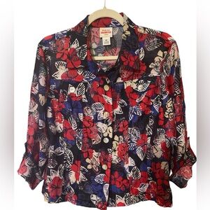 Ruby Rd Favorites Size 12P Blouse 3/4 Sleeve
Floral Red White Blue